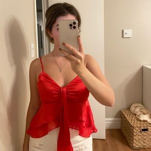 FashionNova Red Satin Cami